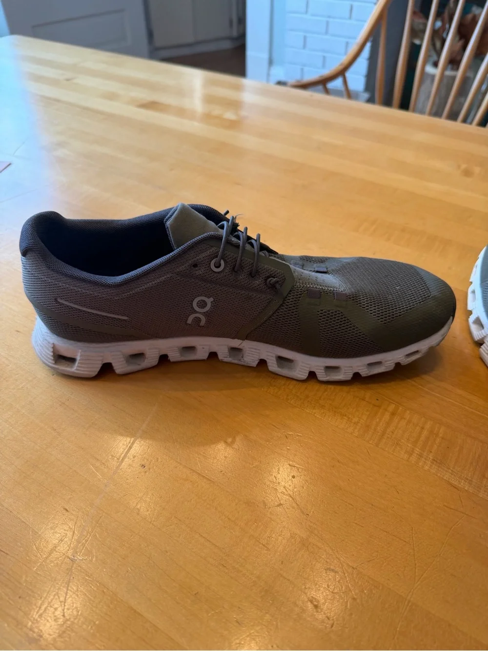 On Running Olive Green Mesh Athletic Sneakers